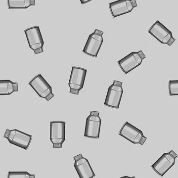 Seamless pattern jar metal milk can cartoon vector Stock Illustration