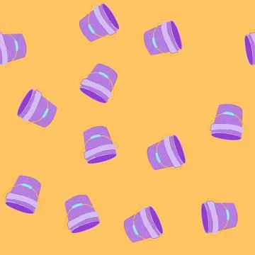 Seamless pattern jar plastic bucket cartoon vector Stock Illustration