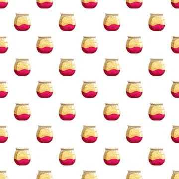 Seamless pattern of jars with fruit preserve layers Stock Illustration