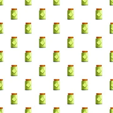 Seamless pattern with jars of green sauce Stock Illustration