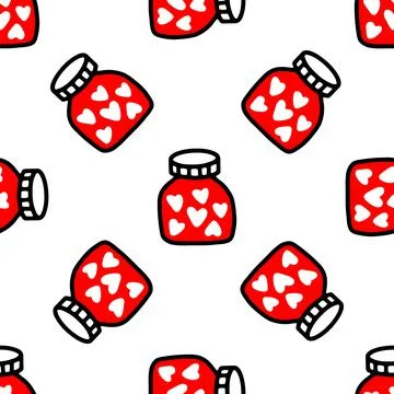 Seamless pattern of Jars with heart.Pattern for Valentines day Stock Illustration