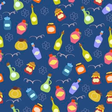 Seamless pattern with jars Stock Illustration