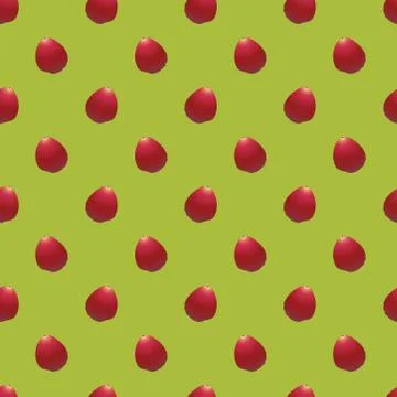 Seamless pattern of java apple or red guava on a green background. Stock-Illustration