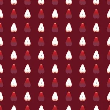 Seamless pattern of java apple or red guava on a maroon background. Stock-Illustration