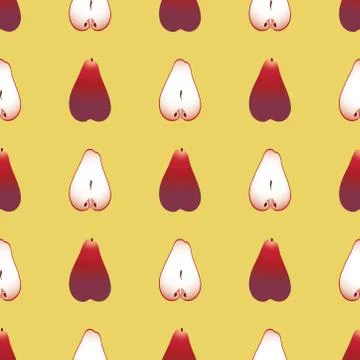 Seamless pattern of java apple or red guava on a yellow background. Stock-Illustration
