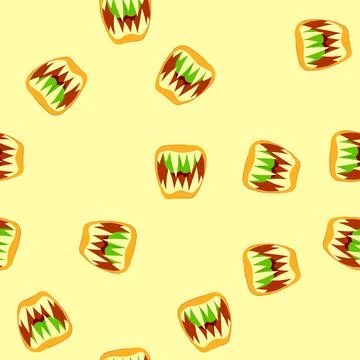 Seamless pattern jaws monster mouth cartoon vector Stock Illustration