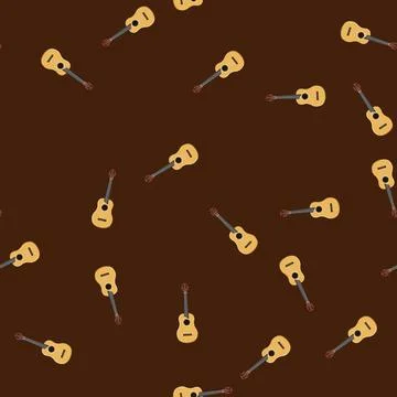 Seamless pattern jazz acoustic guitar cartoon vector 库存插图