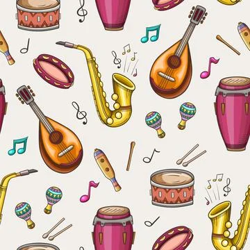Seamless pattern with jazz musical instruments 스톡 일러스트
