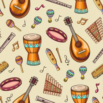 Seamless pattern with jazz musical instruments 스톡 일러스트
