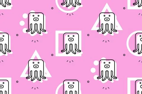 Seamless pattern with Jellyfishs Stock Illustration