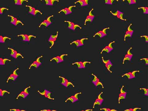 Seamless pattern with a jester hat. Fool's cap. Vector illustration Illustrazione stock