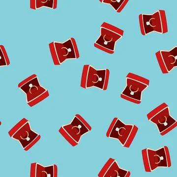 Seamless pattern jewellery proposal ring box cartoon vector Ilustración de archivo