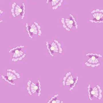 Seamless pattern jewelry shell pearl cartoon vector Stock Illustration