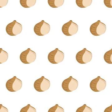 Seamless pattern with jicama root, exotic vegetable. Stock Illustration