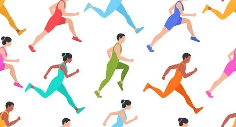 Seamless pattern with Jogging people Stock Illustration