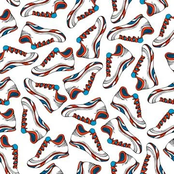 Seamless pattern of jogging shoes. Stock Illustration