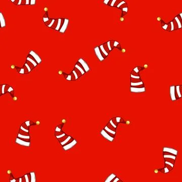 Seamless pattern jolly elf santa hat cartoon vector Stock Illustration