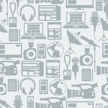 Seamless pattern with journalism icons. Stock Illustration