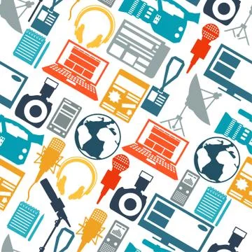 Seamless pattern with journalism icons. Stock Illustration