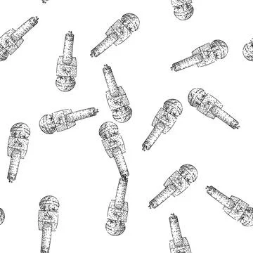 Seamless pattern Journalism microphone drawing representing news reporting .. Illustrazione stock