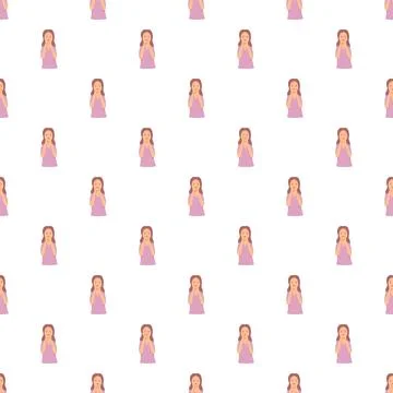 Seamless pattern with joyful smiling woman illustration Stock Illustration