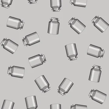 Seamless pattern jug metal milk can cartoon vector Stock Illustration