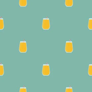 Seamless pattern with juice on blue background Stock Illustration