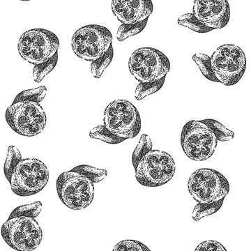 Seamless pattern juice guava fruit sketch hand drawn Illustrazione stock