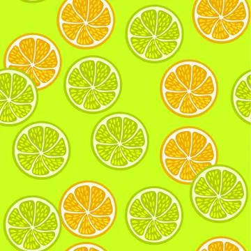 Seamless pattern with juice lemon and orange slice. Stock Illustration