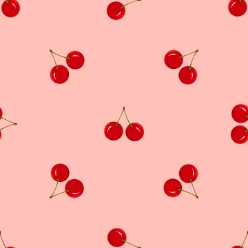 Seamless Pattern with Juicy Ripe Cherry Fruit Illustrazione stock