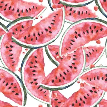 Seamless pattern with Juicy slice of watermelon. Stock Illustration