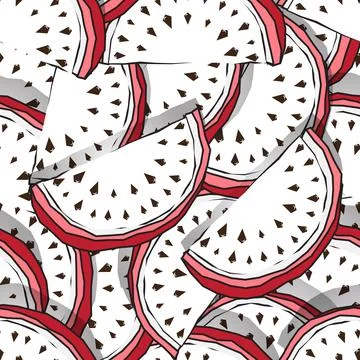Seamless pattern of juicy slices of fruit. Watermelon abstract background Stock-Illustration