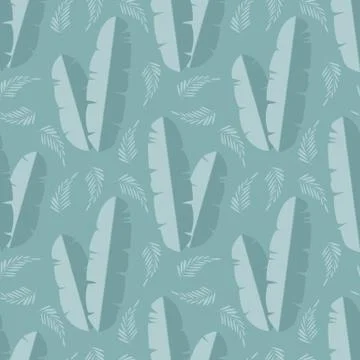 Seamless pattern with jungle palm leaves on blue background Stock Illustration