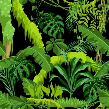 Seamless pattern with jungle plants. イラスト素材
