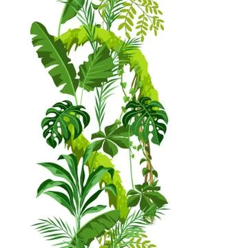Seamless pattern with jungle plants. Stock Illustration