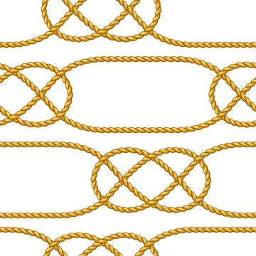 Seamless pattern with jute rope knots. Nautical, fishing and decorative nodes. Stock Illustration