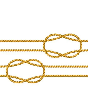 Seamless pattern with jute rope knots. Nautical, fishing and decorative nodes. Stock Illustration
