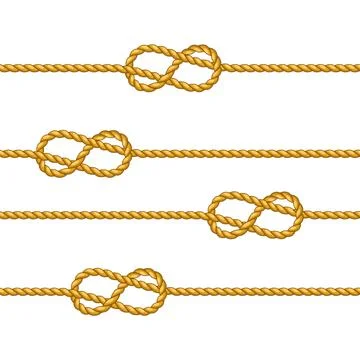 Seamless pattern with jute rope knots. Nautical, fishing and decorative nodes. Stock Illustration