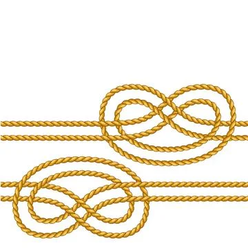 Seamless pattern with jute rope knots. Nautical, fishing and decorative nodes. Stock Illustration
