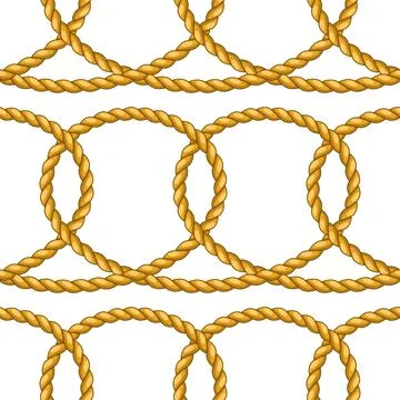 Seamless pattern with jute rope knots. Nautical, fishing and decorative nodes. Stock Illustration
