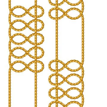 Seamless pattern with jute rope knots. Nautical, fishing and decorative nodes. Stock Illustration