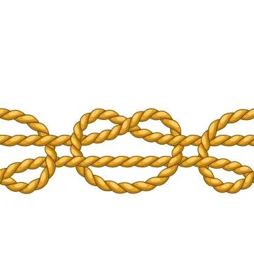 Seamless pattern with jute rope knots. Nautical, fishing and decorative nodes. Illustrazione stock