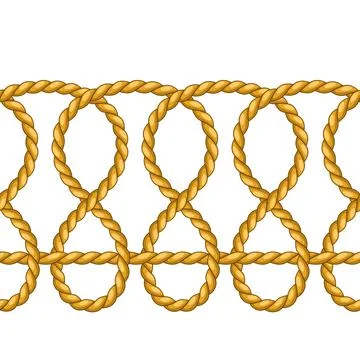 Seamless pattern with jute rope knots. Nautical, fishing and decorative nodes. 스톡 일러스트