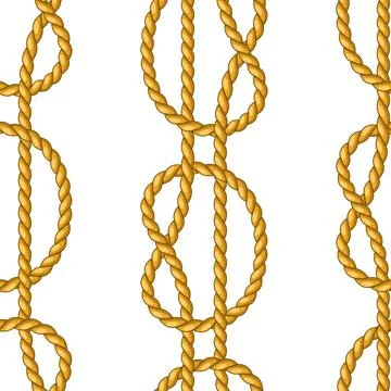 Seamless pattern with jute rope knots. Nautical, fishing and decorative nodes. Stock Illustration