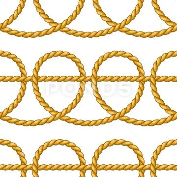 Seamless pattern with jute rope knots. Nautical, fishing and