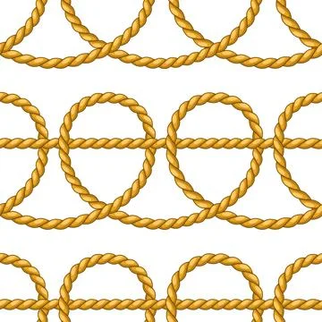 Seamless pattern with jute rope knots. Nautical, fishing and decorative nodes. 스톡 일러스트