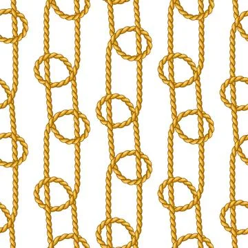 Seamless pattern with jute rope knots. Nautical, fishing and decorative nodes. 스톡 일러스트