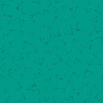 Seamless pattern with kangaroo contours isolated on green. Stock Illustration