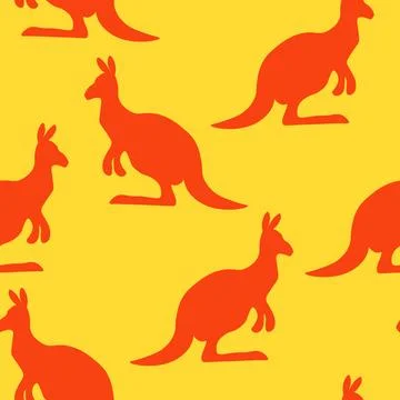 Seamless pattern with Kangaroo silhouette on color background. Vector Stockillustratie