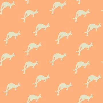 Seamless pattern with Kangaroo silhouette on color background. Vector Stockillustratie